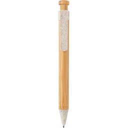 Bamboe pen met tarwestro clip -wit voorzijde