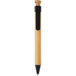 Bamboe pen met tarwestro clip -zwart voorzijde