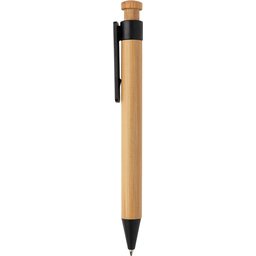 Bamboe pen met tarwestro clip -zwart zijkant