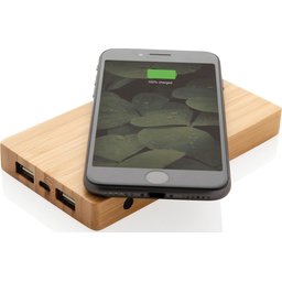 Bamboe powerbank met 5W draadloze oplader - 4.000 mAh