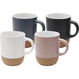 Billie 300 ml mok van keramiek met kurkdetails en matte afwerking