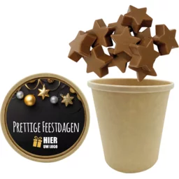 Bio Snoepbeker met Melkchocolade Sterretjes – 200 gram, inclusief dekselsticker