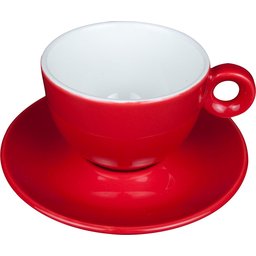 Cappuccino koffiekopje met ondertasje rood