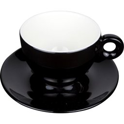 Cappuccino koffiekopje met ondertasje zwart