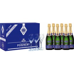 Champagne Pommery 6 flessen   6 glazen