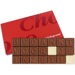 Chocotelegram 21 chocolade letters - Bedankt voor je inzet