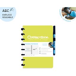 Correctbook - uitwisbare en herbruikbare notitieboek lime