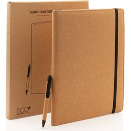 Deluxe kurken A4 portfolio met pen-verpakking