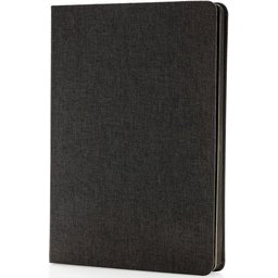 Deluxe stoffen notitieboek met zwarte zijkant bedrukken
