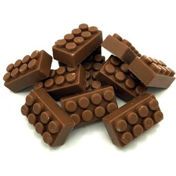 Doosje met 18 chocolade bouwblokjes