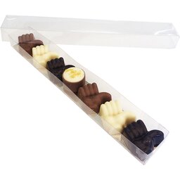 Doosje met 6 Like chocolade duimpjes en 1 handgemaakte mini bonbon 