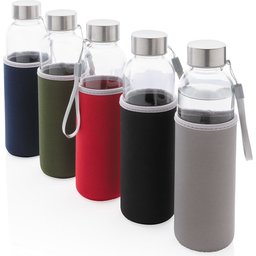 Glazen fles met neopreen hoes- assortiment