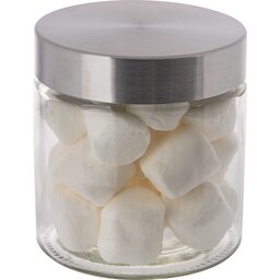 Glazen pot 0,9 liter gevuld met Marshmallows