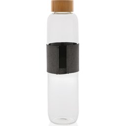 Impact borosilicaat glazen fles met bamboe deksel -achterzijde