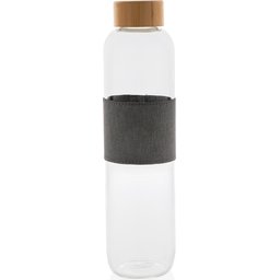 Impact borosilicaat glazen fles met bamboe deksel -rechtop
