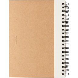 Kraft spiraal notitieboekje met pen-wit achterzijde