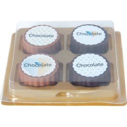 Logo bonbon van pure of melkchocolade met praline - 4 stuks bedrukken