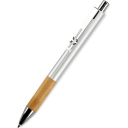 Metalen Pen met Houten Grip-zilver
