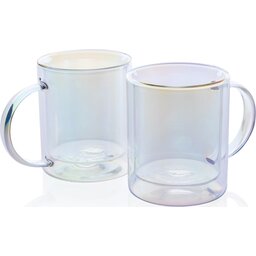 Deluxe glazen mok met regenboog finish - 330 ml