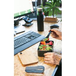 PP lunchbox met bamboe deksel en spork-sfeerbeeld