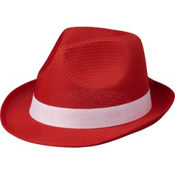 Rode Trilby hoed met gekleurd lint naar keuze