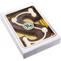 Sint Letter pure chocolade 200 gram met eigen logo plaatje bedrukken