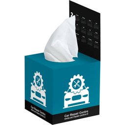 Tissue box met flap