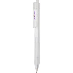 X9 frosted pen met siliconen grip - wit - gepersonaliseerd