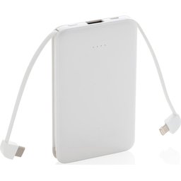 Zakformaat powerbank met geïntegreerde kabels - 5000 mAh