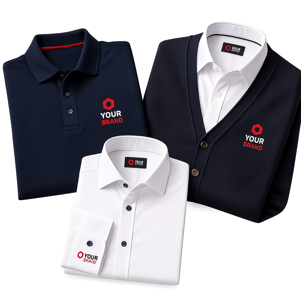 Professional corporate clothing and branded apparel printed or embroidered with company logo - Pasco Gifts
