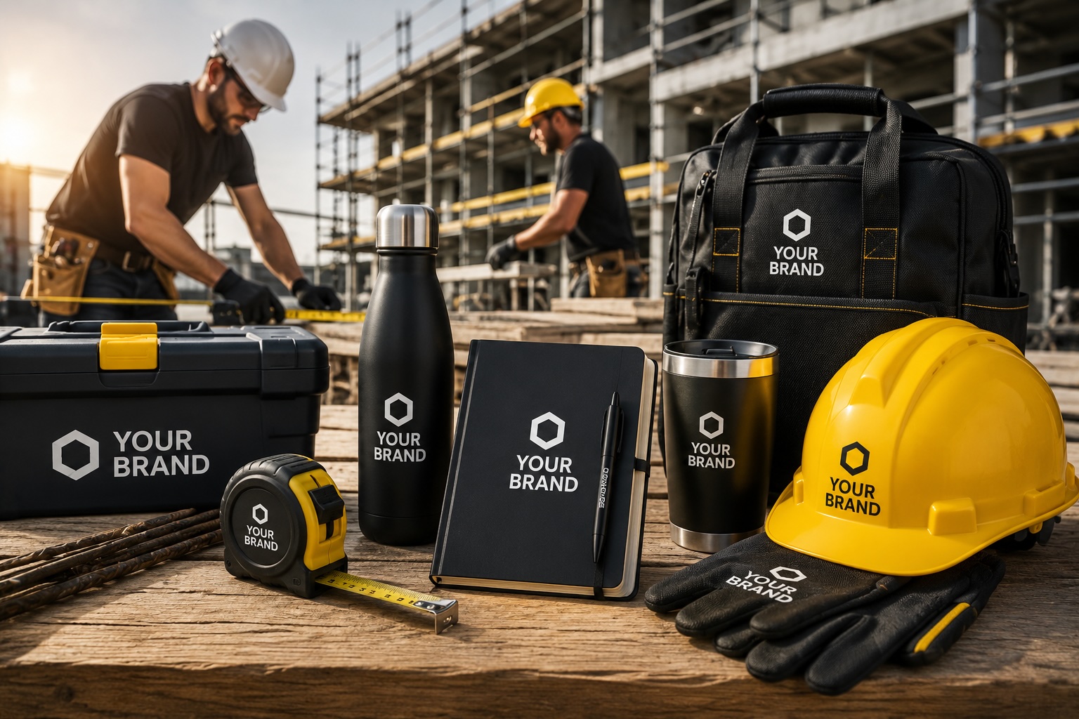 Construction & DIY promotional products personalised with your company logo for the building industry.