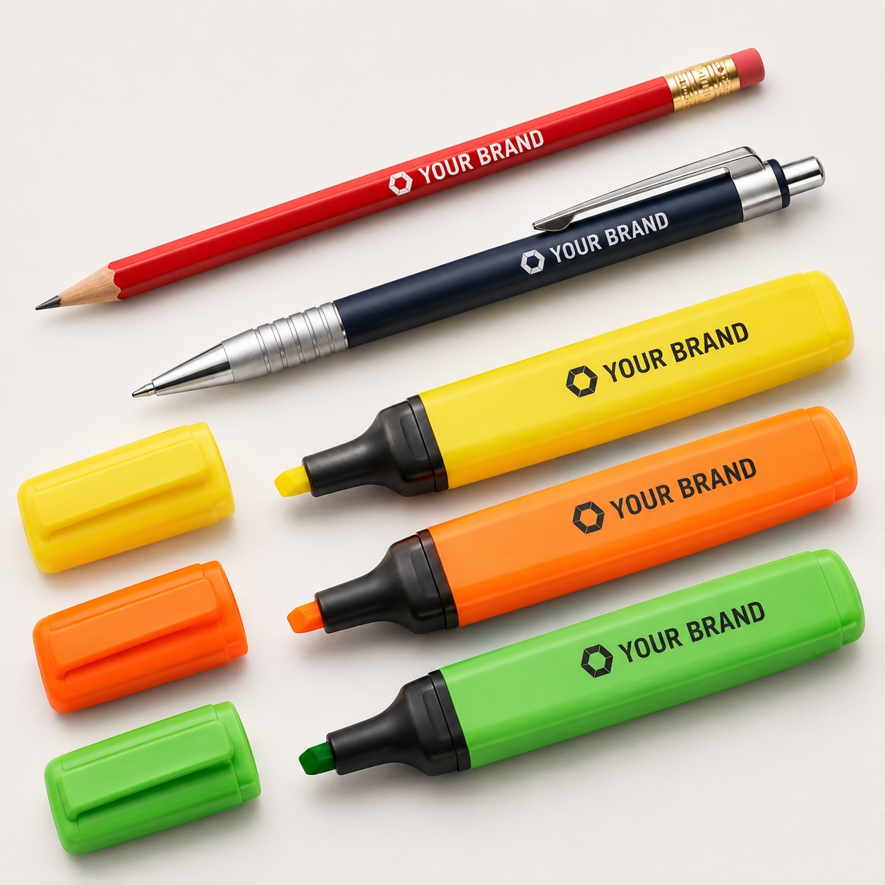 Bedrukte potloden en markers met logo voor scholen en bedrijven