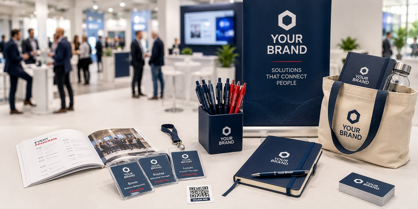 Beursartikelen en event essentials met bedrukte promotieartikelen